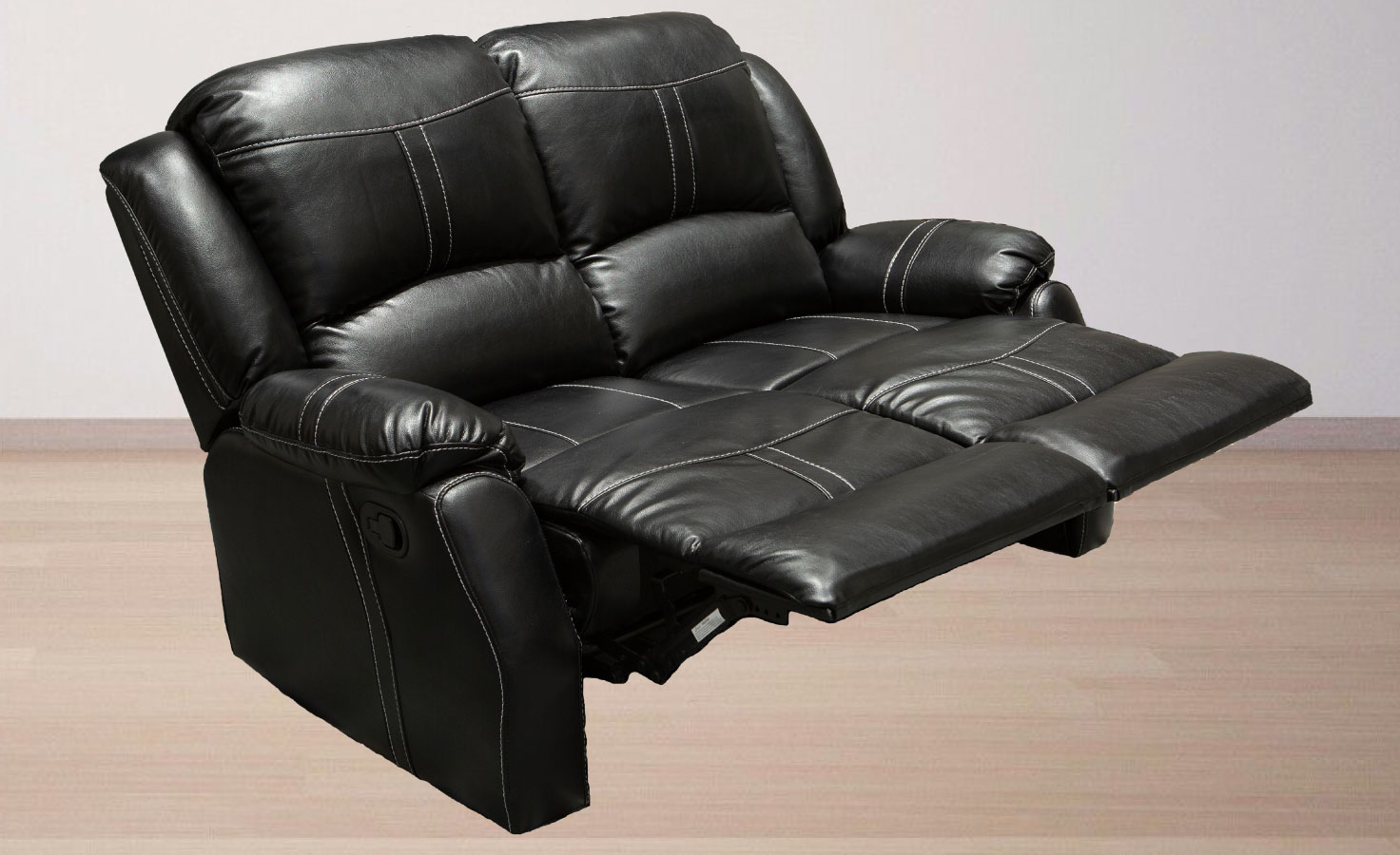 Lorraine BelAire Deluxe Ebony Reclining Loveseat Right Profile Full Recline by American Home Line